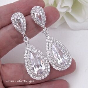 Bridal earrings Diamonds Sparkle Deluxe Wedding Mother of the Bride
